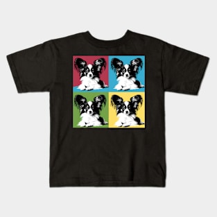 Pop Retro Papillon Art Painting - Cute Puppy Kids T-Shirt